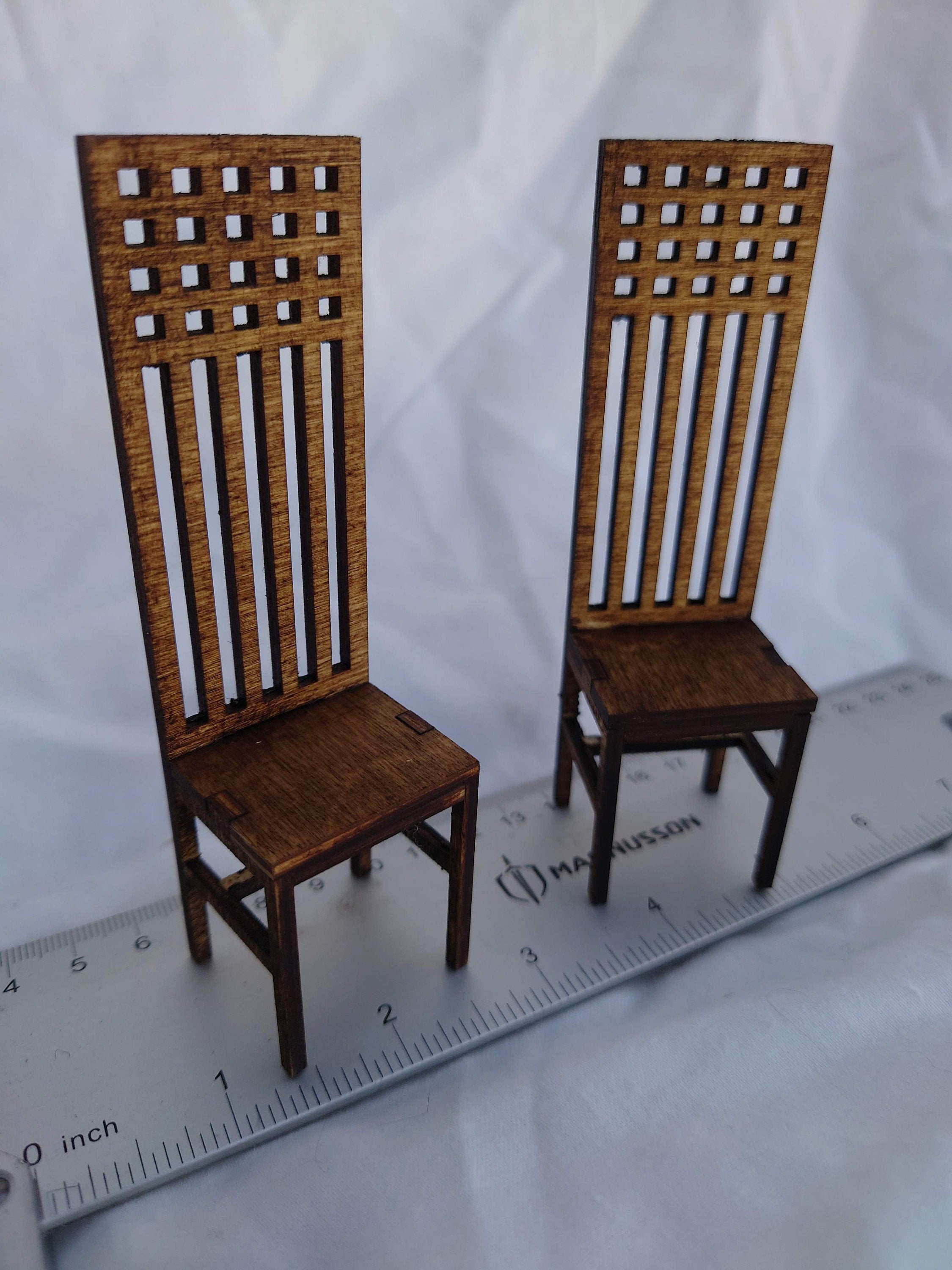 Dollhouse Mackintosh Chair Kit: 1/12 Scale Art Nouveau