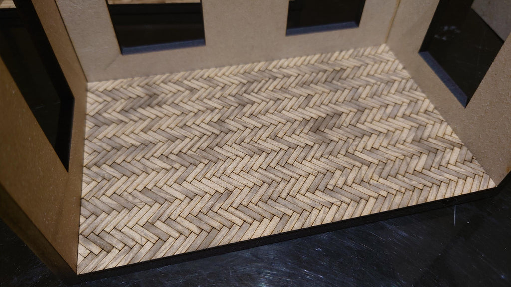 dolls house parquet wooden flooring herringbone custom sizes 1/24th scale