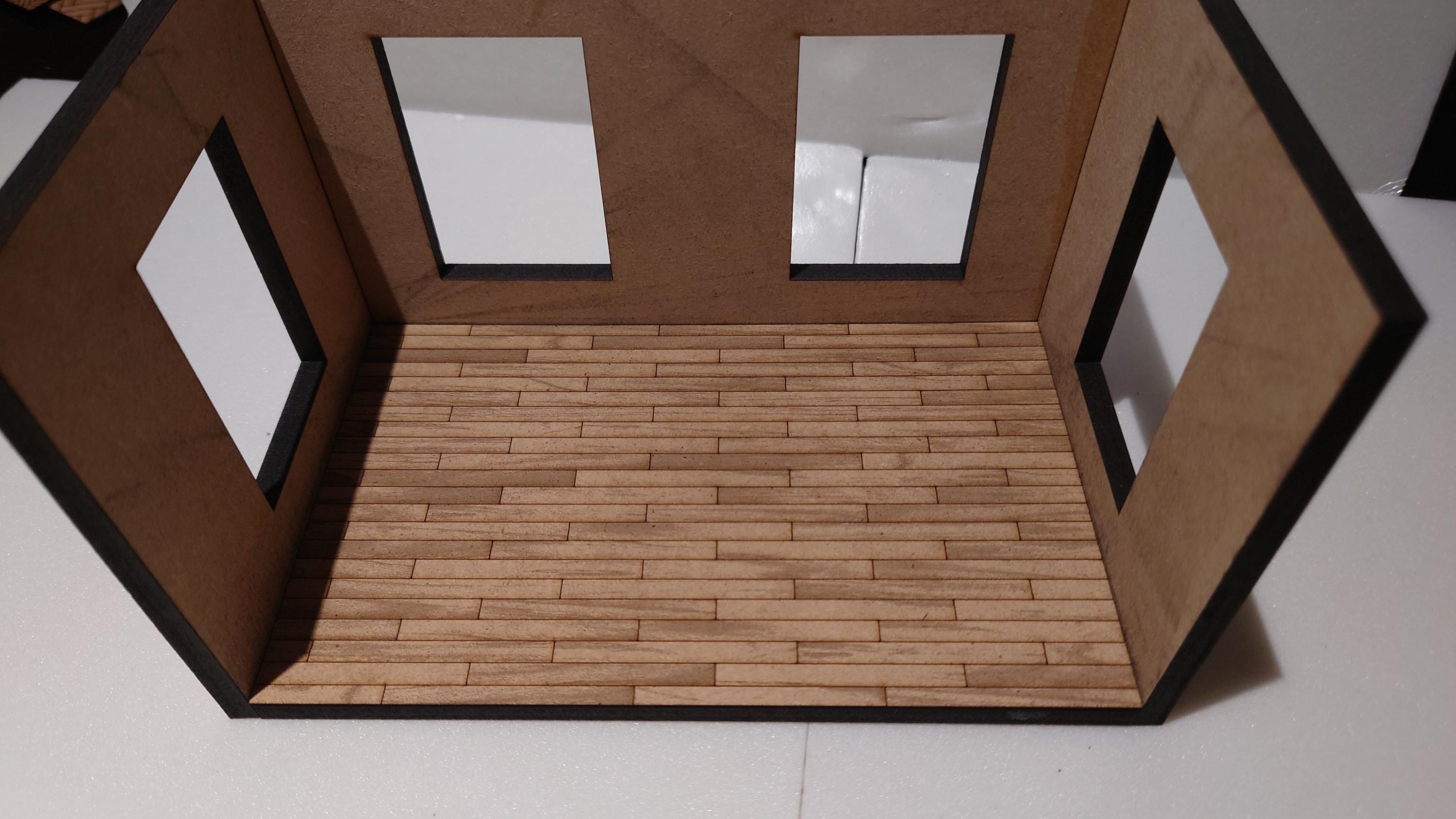 dolls house parquet wooden flooring floorboards custom sizes 1/24th scale
