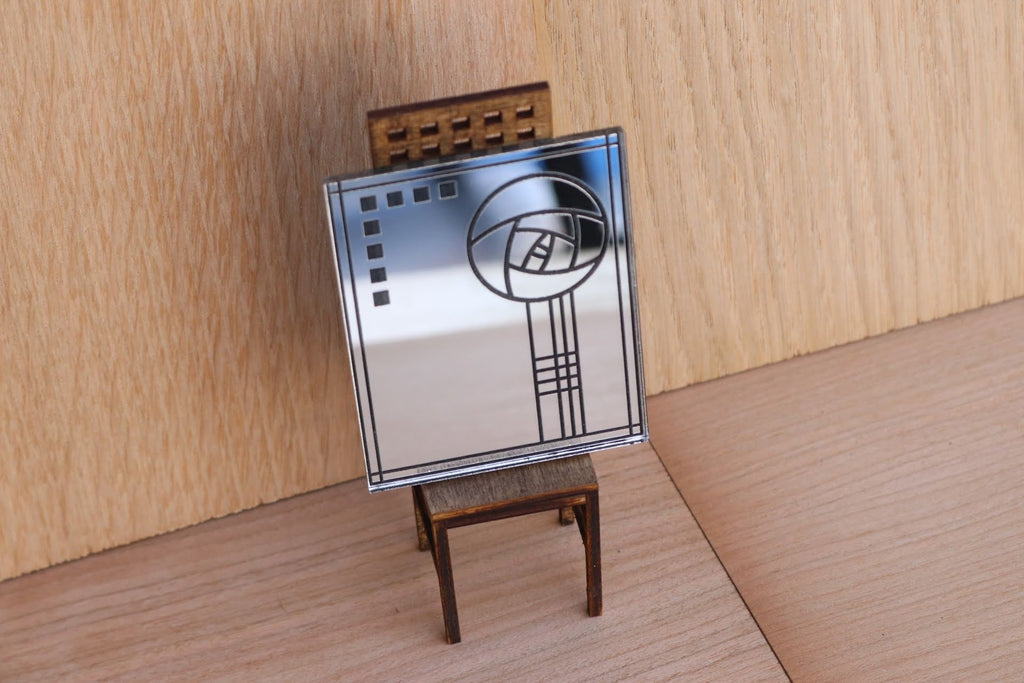Dollhouse Art Nouveau Mirror: Mackintosh Rose, 1/12 Scale