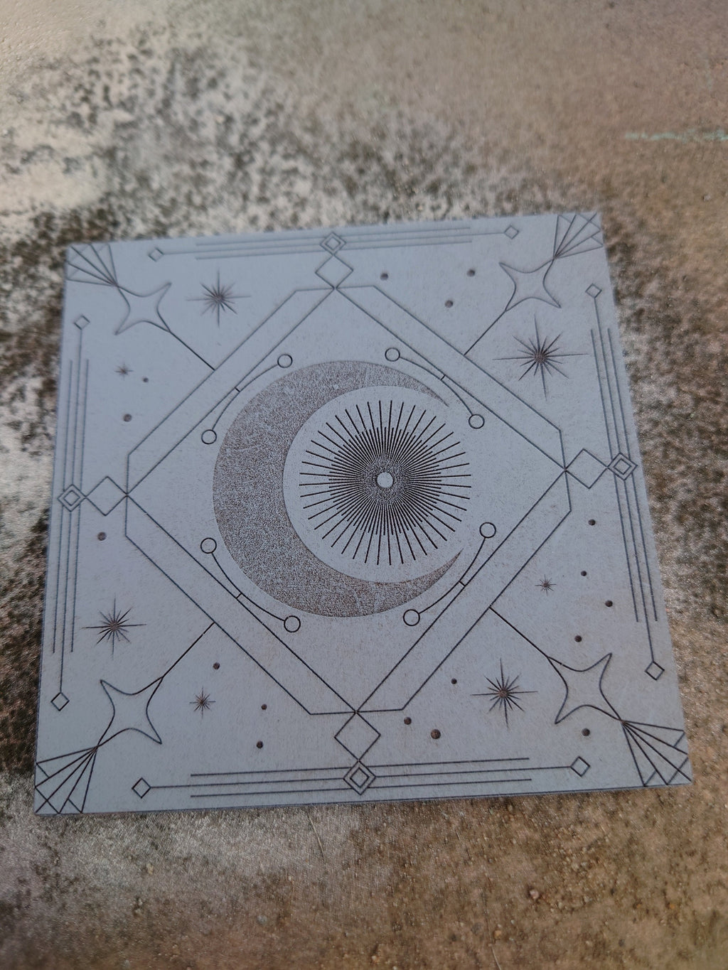 Art Deco Celestial Moon Tiles: 1/6 Scale Miniature Dollhouse (Pack of 6)