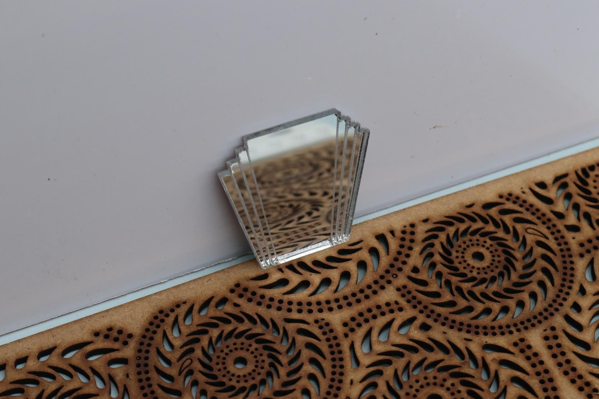 Art Deco Dollhouse Mirror: 1/16 Scale Fan Mirror
