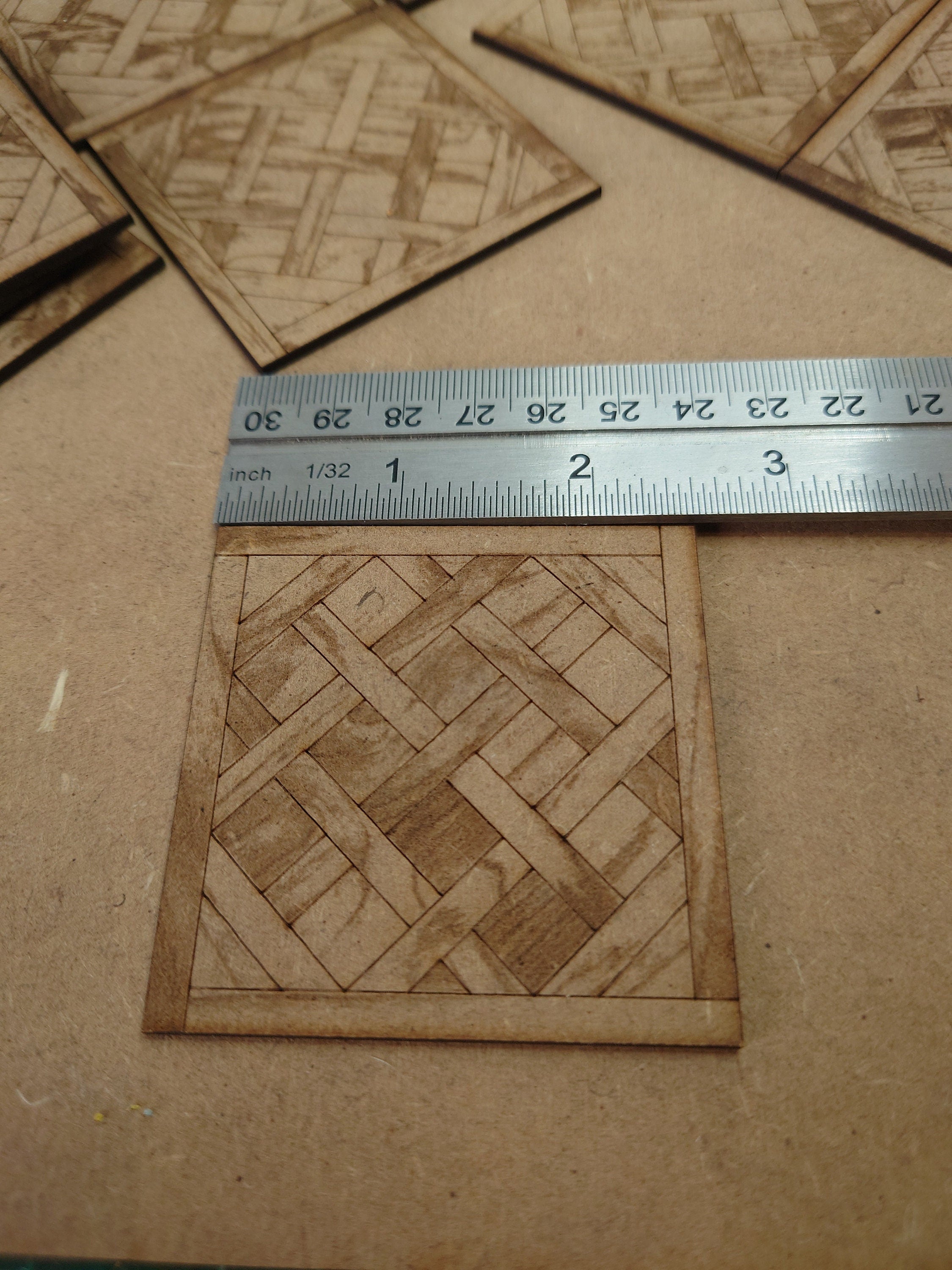 dolls house Versailles parquet wooden flooring tiles 2.5inch 1/12th scale