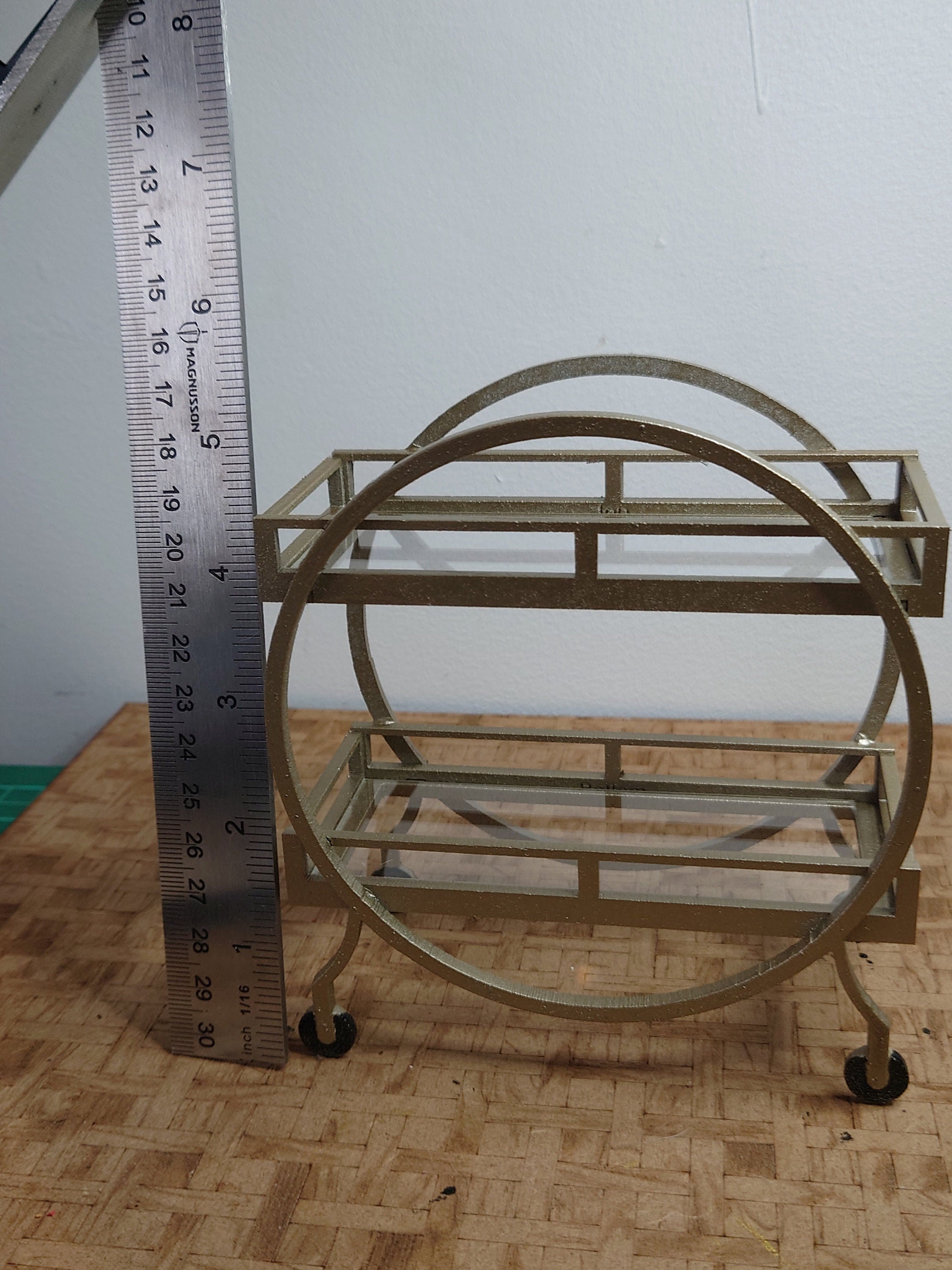 1/6 1:6 doll house Art Deco hotel style circular drinks trolley kit