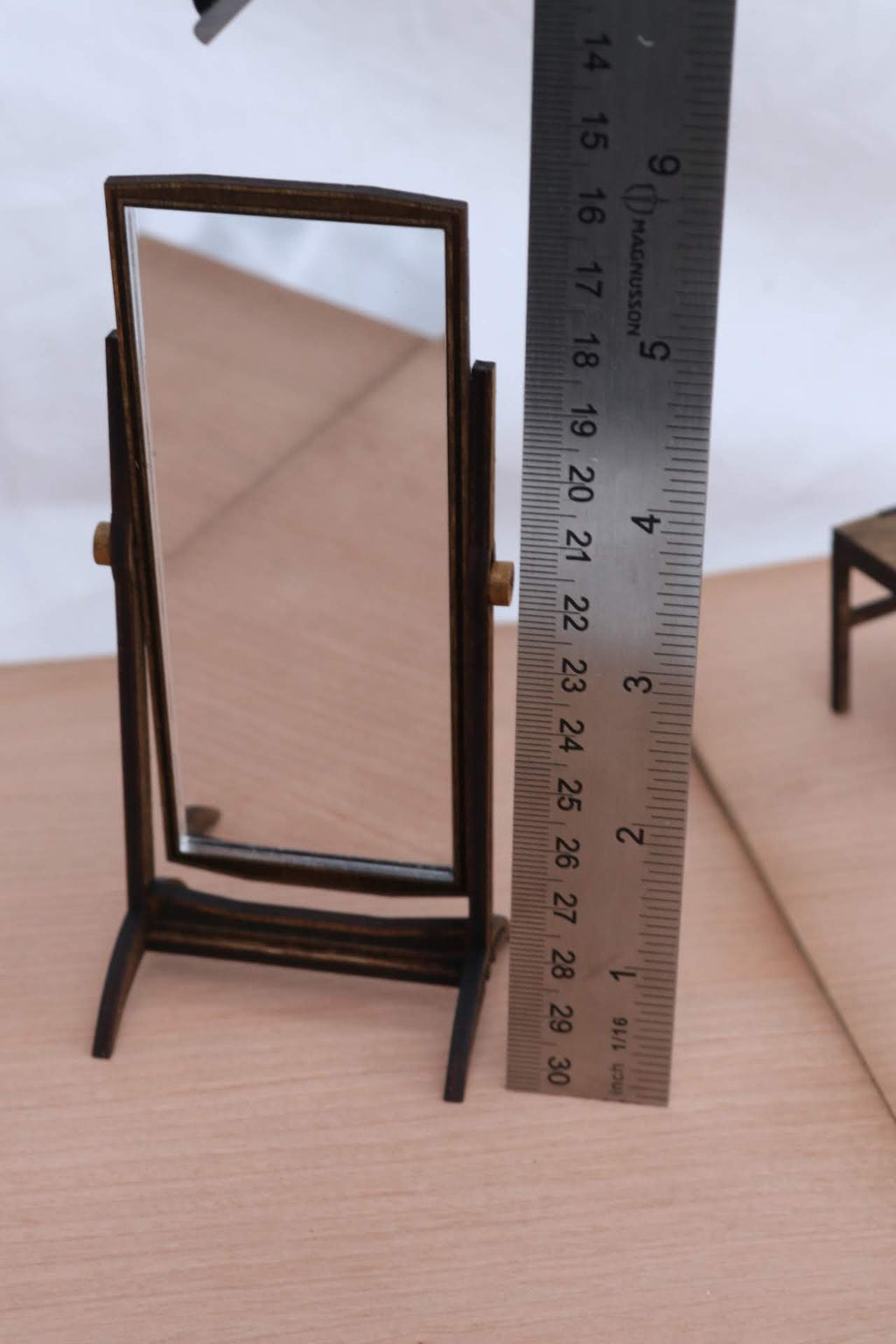 Dollhouse Cheval Mirror 1:12 Scale - Unpainted Birch Dressing Mirror Kit