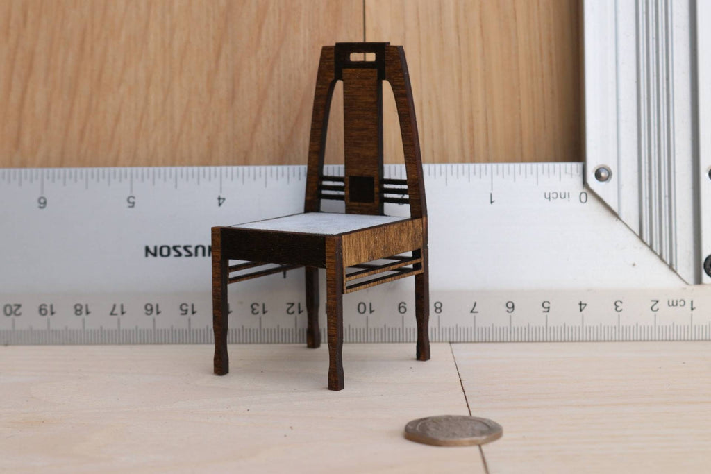 1:12 Scale Dollhouse Chair Kit, Peter Behrens Style Arts & Crafts