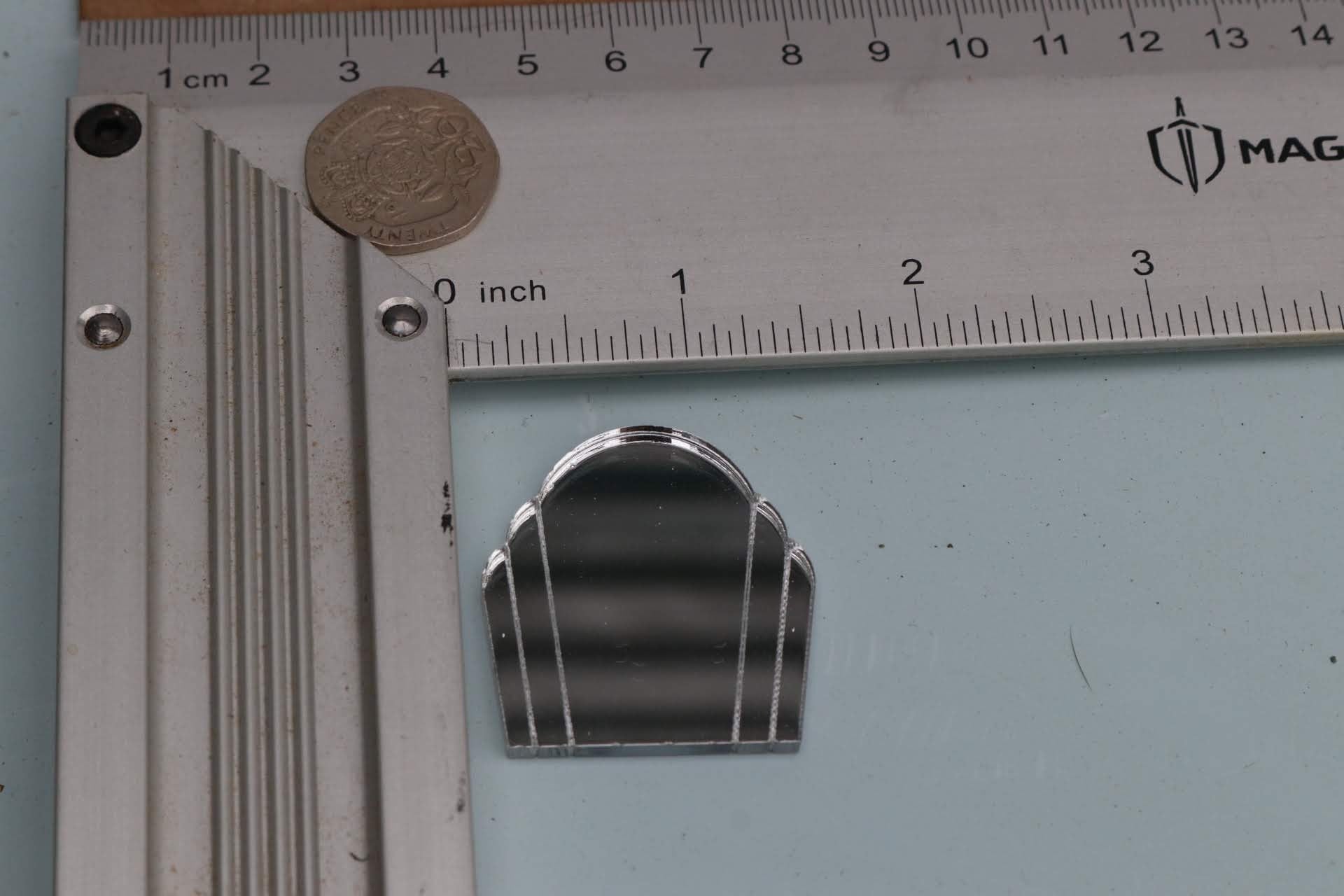 Art Deco Curved Fan Mirror, 1:16 Scale Dollhouse Miniature