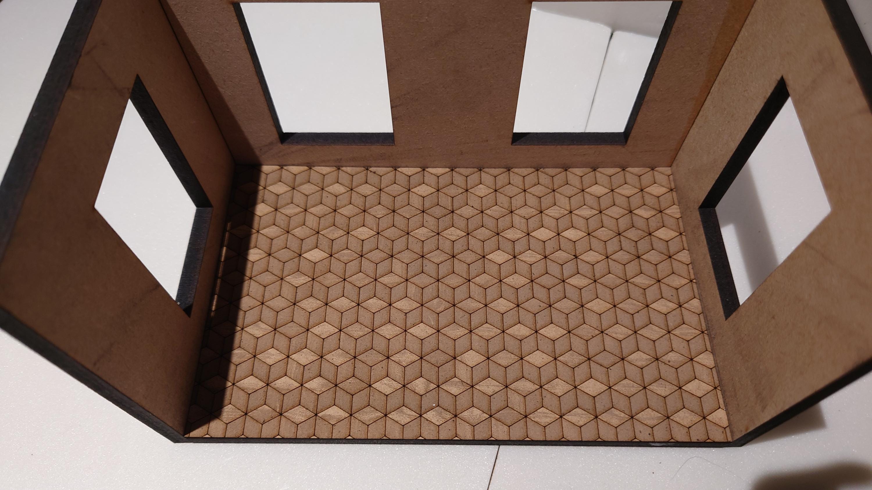 dolls house parquet wooden flooring cube custom sizes 1/24th scale