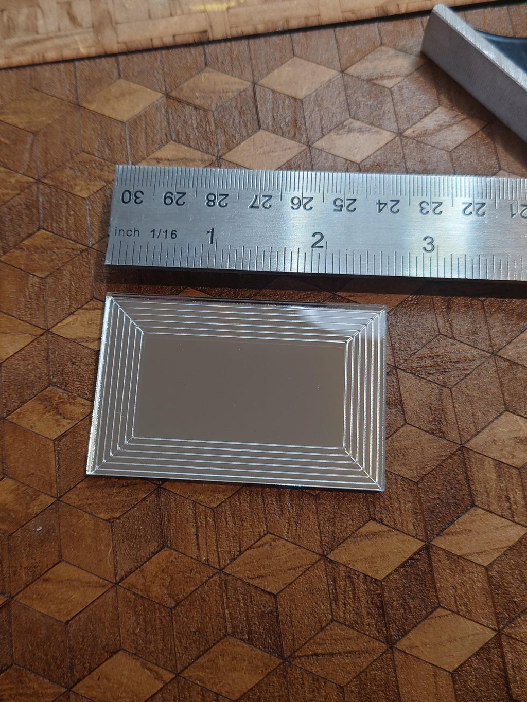 Art Deco Dollhouse Mirror: 1/12 Scale Rectangular Etched Mirror (43x66mm)