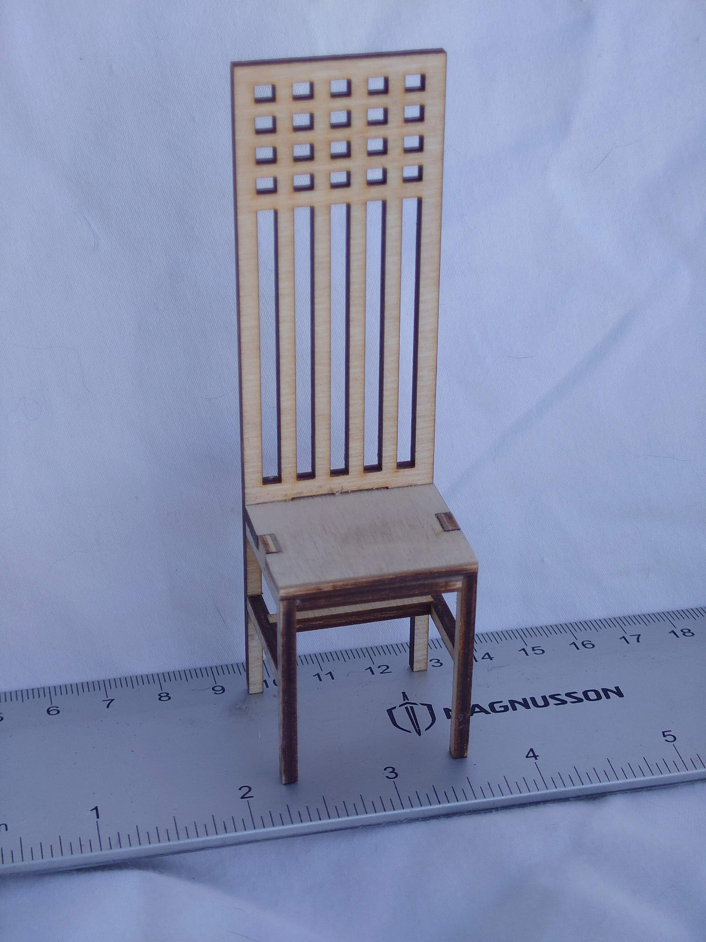 Dollhouse Mackintosh Chair Kit: 1/12 Scale Art Nouveau