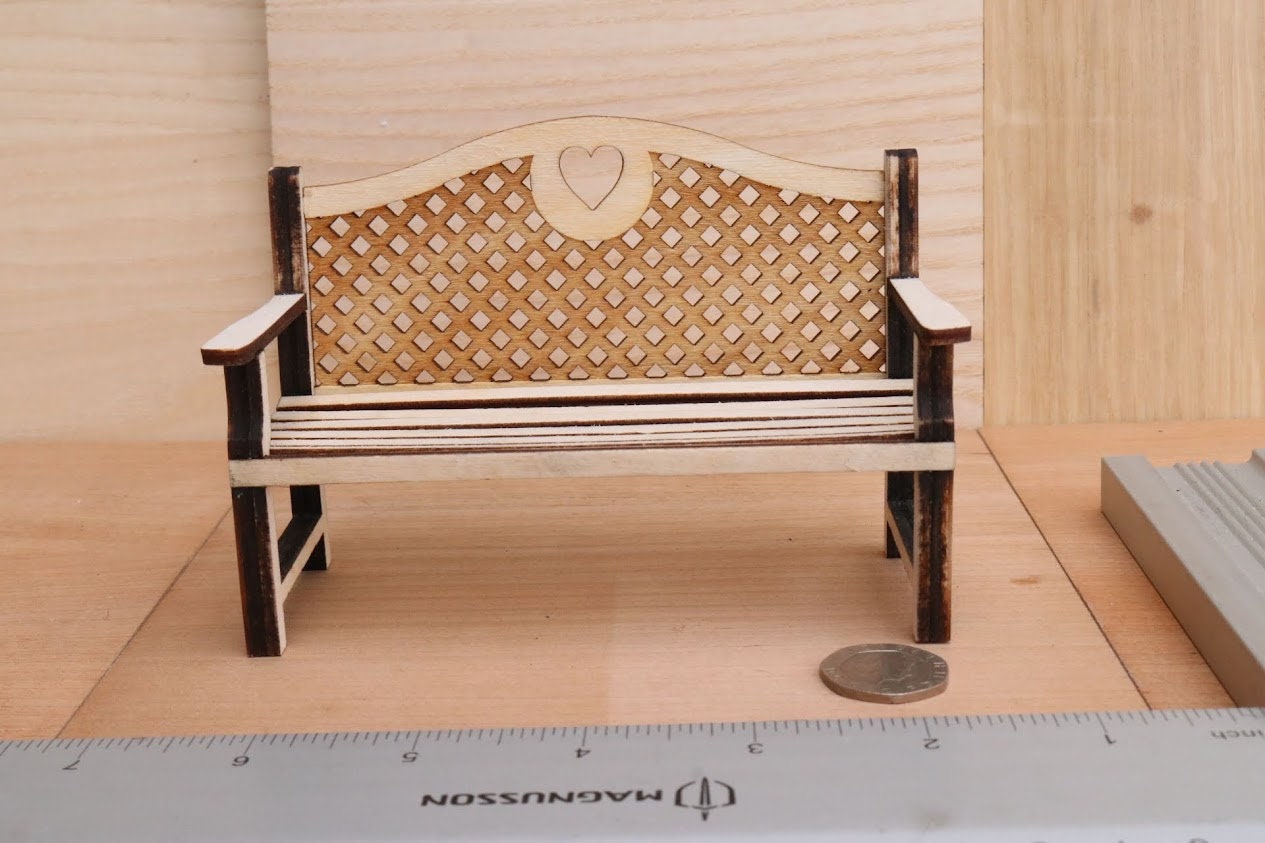 Dollhouse Garden Bench Kit: 1/12 Scale Miniature Two Seater