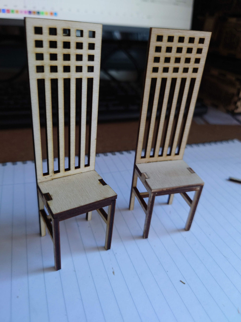 Dollhouse Mackintosh Chair Kit: 1/12 Scale Art Nouveau