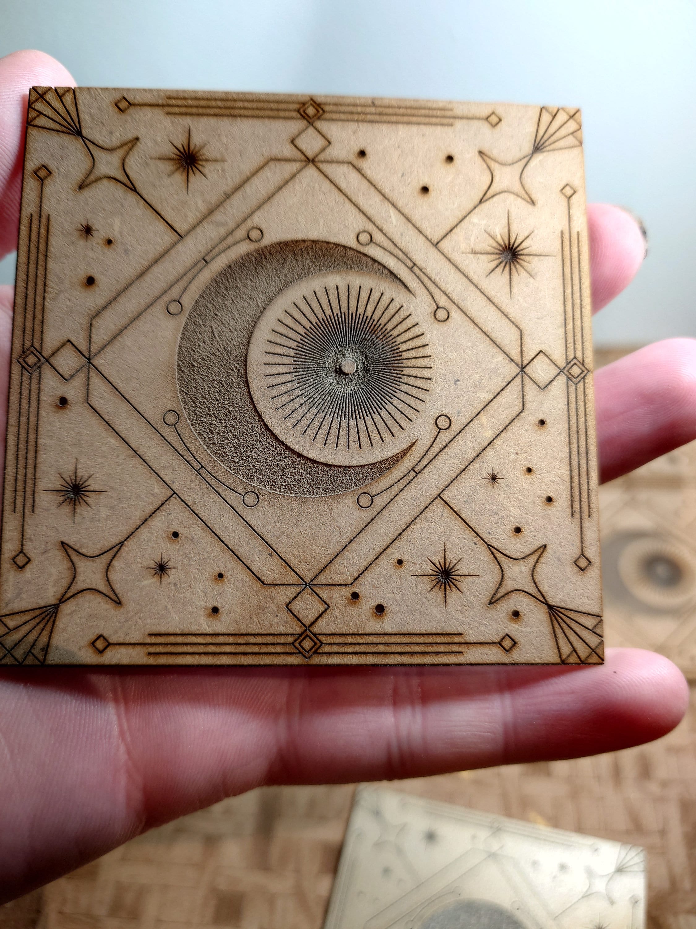 Art Deco Celestial Moon Tiles: 1/6 Scale Miniature Dollhouse (Pack of 6)
