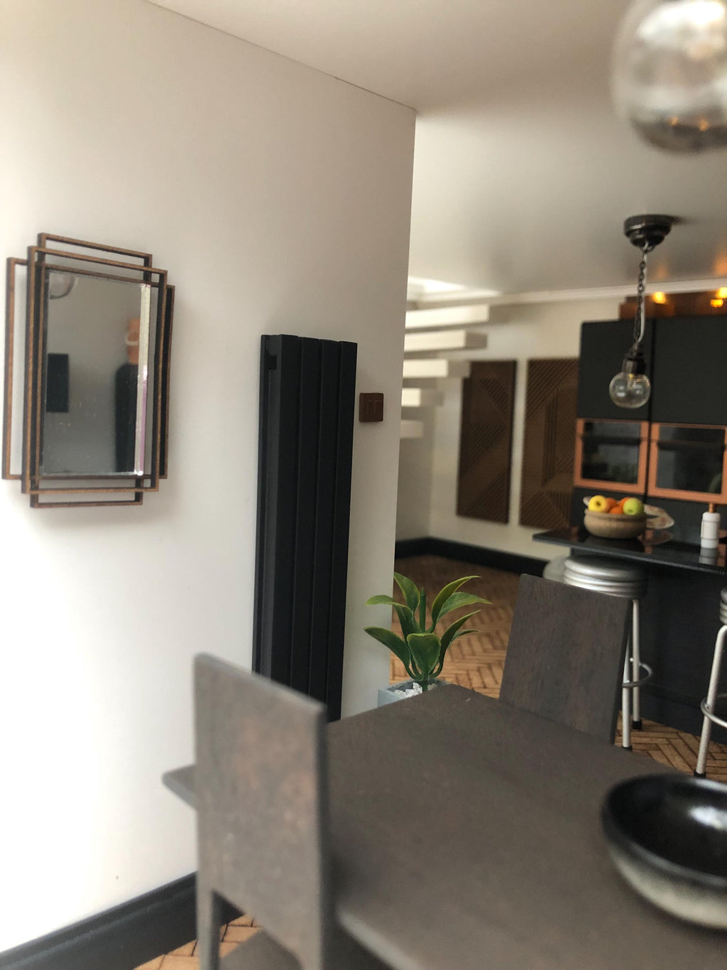 Art Deco Dollhouse Mirror, 1/12 Scale miniature