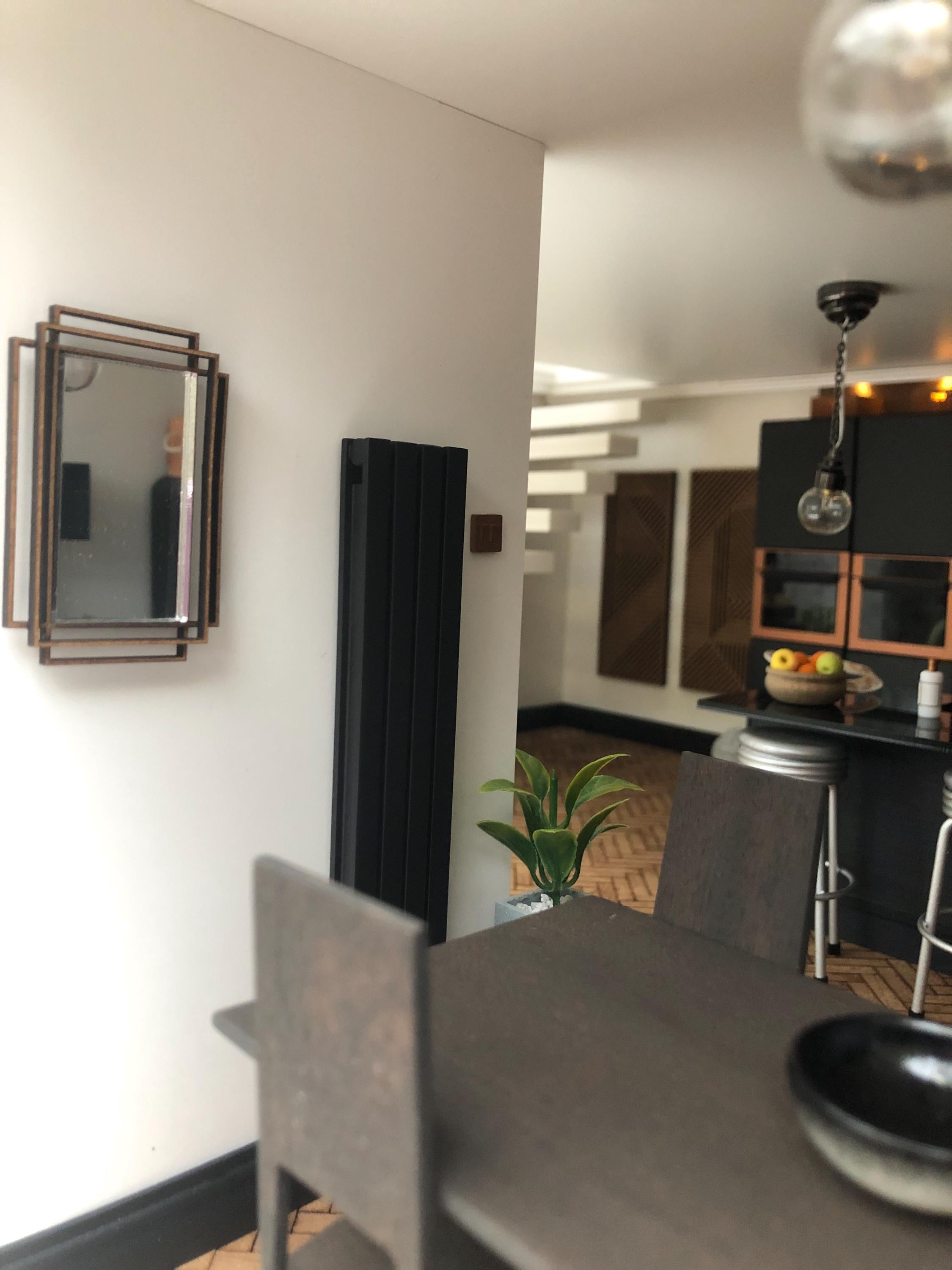 Art Deco Dollhouse Mirror, 1/12 Scale miniature