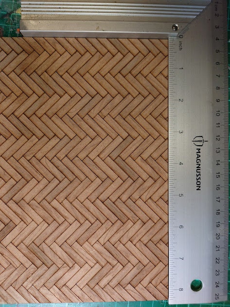 dolls house parquet wooden flooring herringbone custom sizes 1/12th scale
