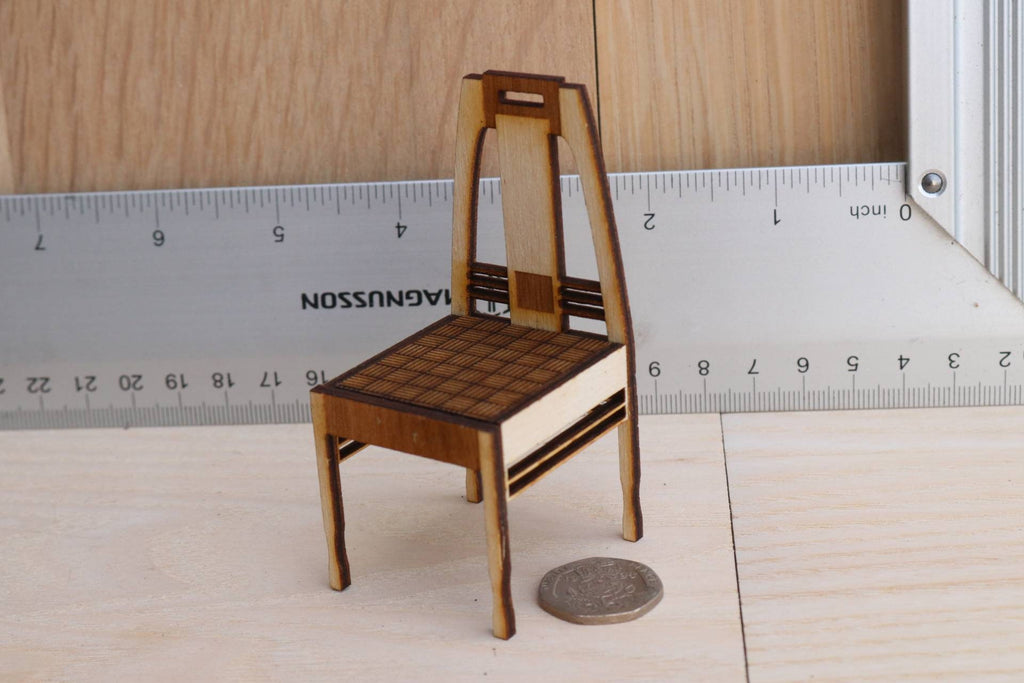 1:12 Scale Dollhouse Chair Kit, Peter Behrens Style Arts & Crafts
