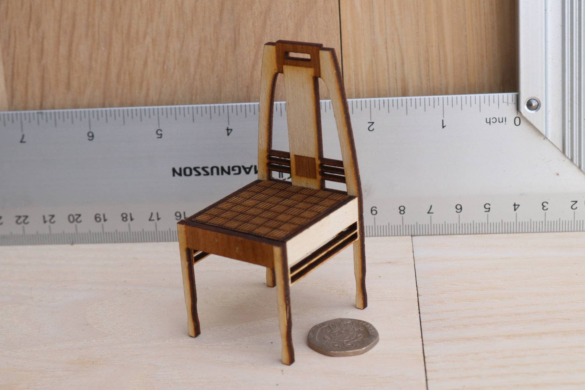 1:12 Scale Dollhouse Chair Kit, Peter Behrens Style Arts & Crafts