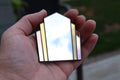 Art Deco Dollhouse Mirror: 1/12 Scale Tinted Fan Mirror with black border