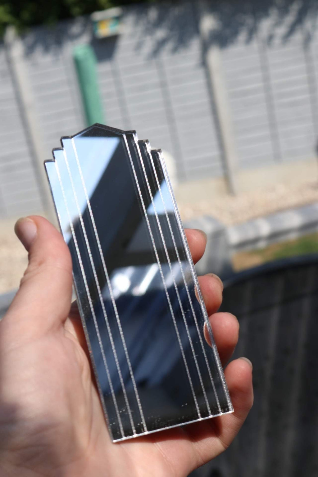 Art Deco Dollhouse Mirror: 1/12 Scale Tall Fan Mirror