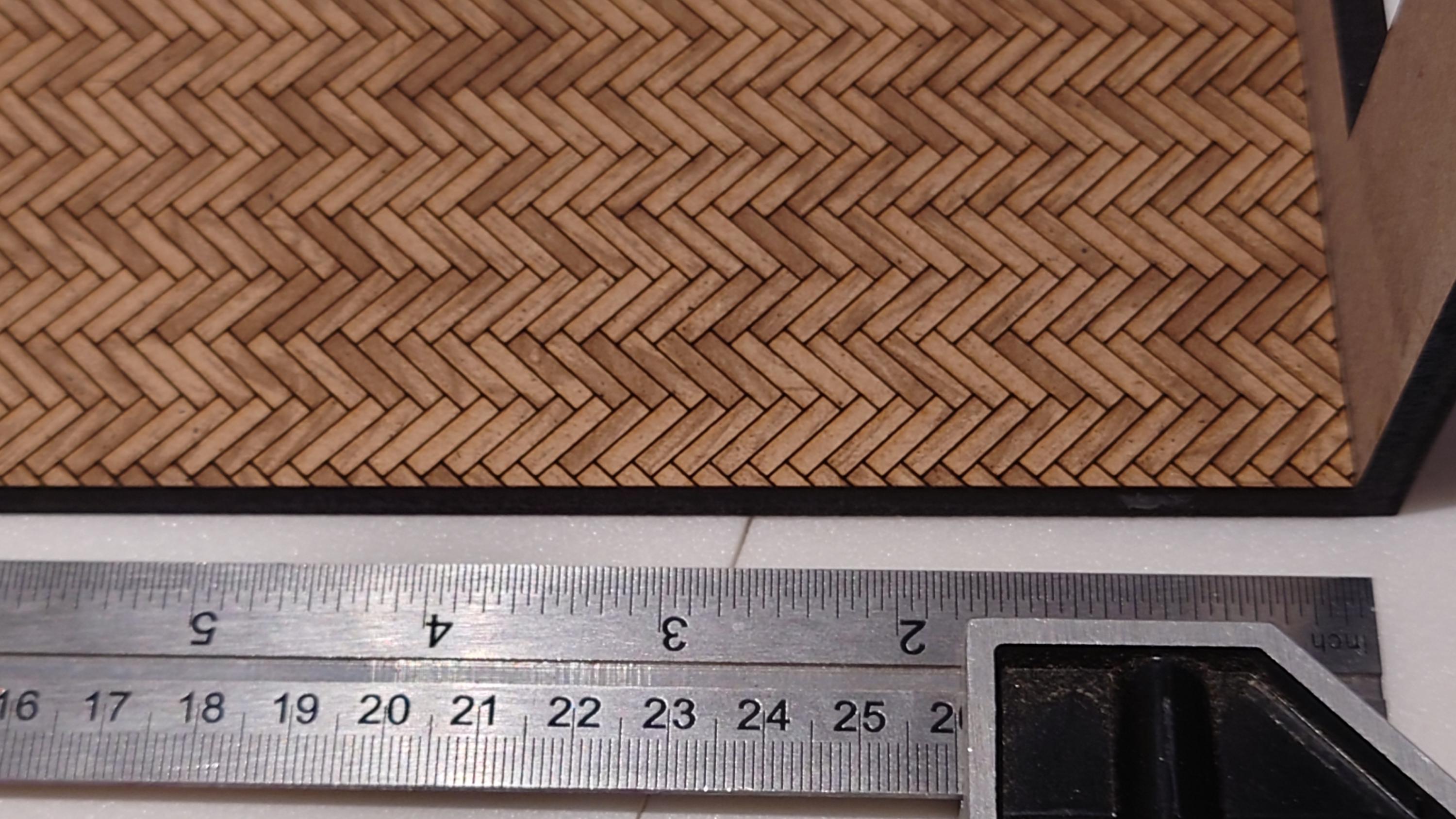 dolls house parquet wooden flooring herringbone custom sizes 1/24th scale