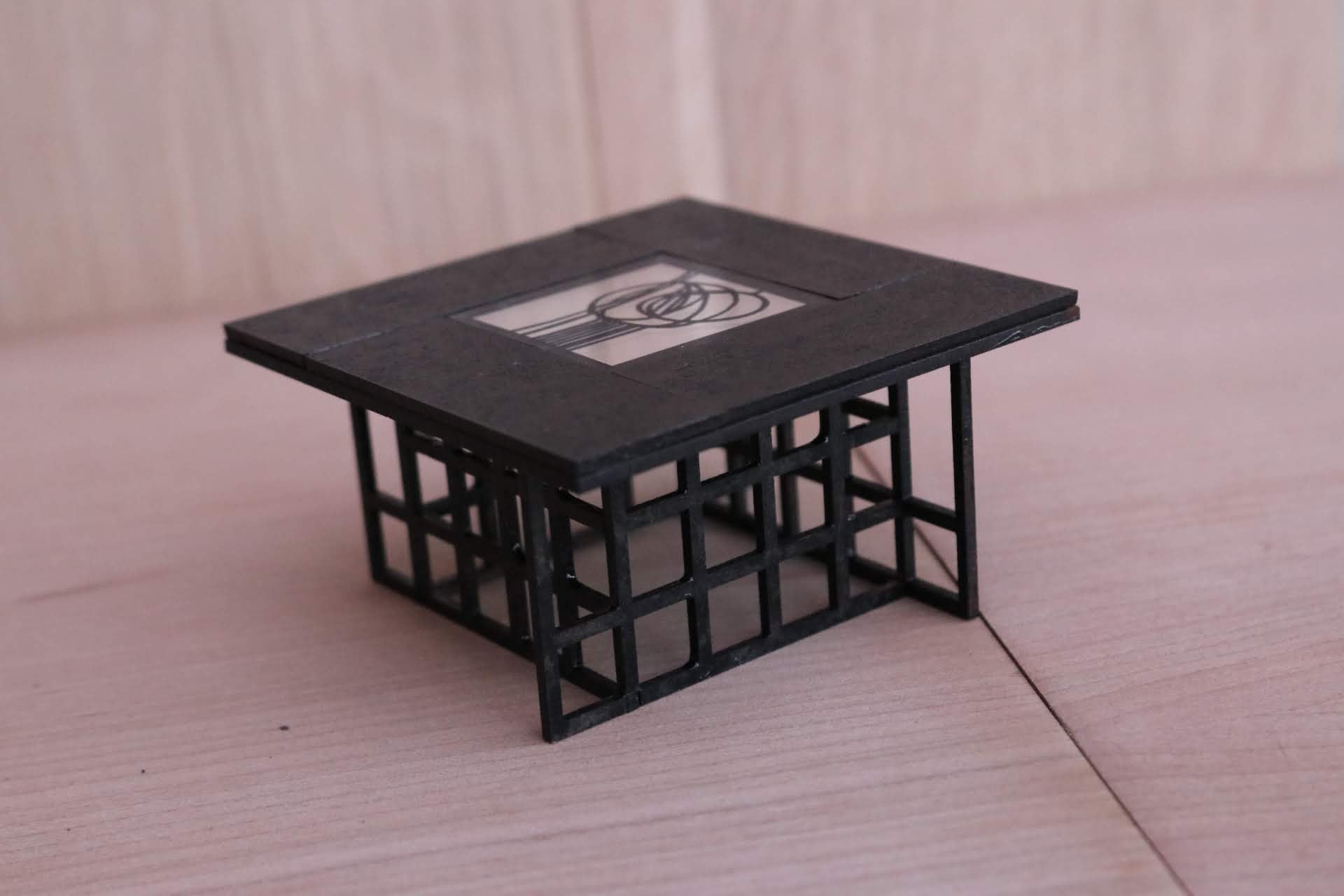1:12 Scale Art Nouveau Dollhouse Coffee Table Kit – Mirrored Centrepiece