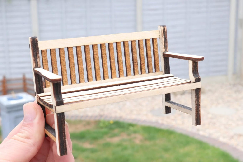 Dollhouse Garden Bench Kit: 1/12 Scale Miniature Two Seater