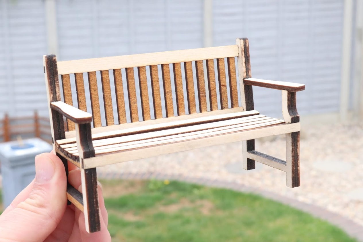 Dollhouse Garden Bench Kit: 1/12 Scale Miniature Two Seater
