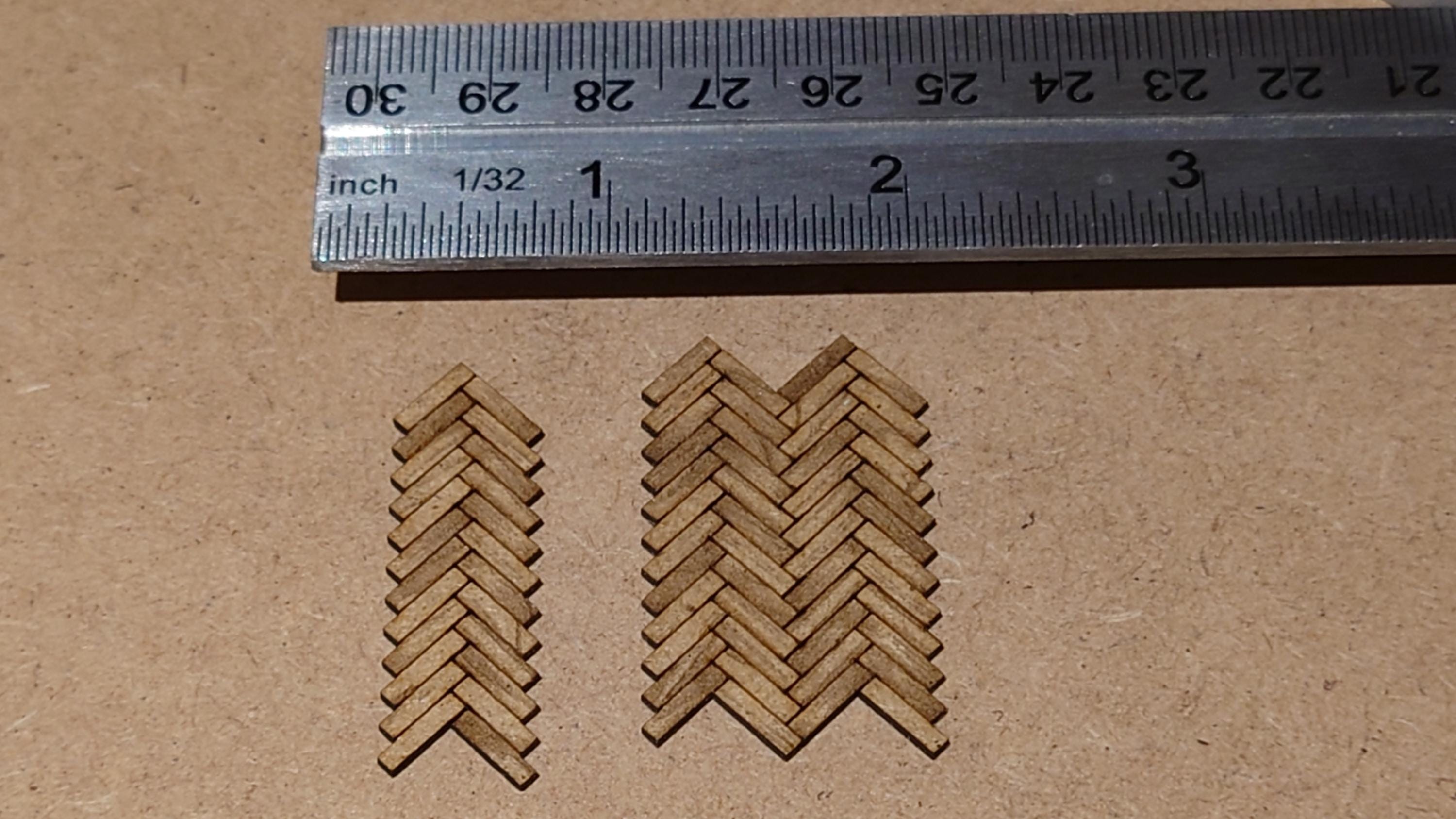 dolls house parquet wooden flooring herringbone tiles kit 1/35th scale