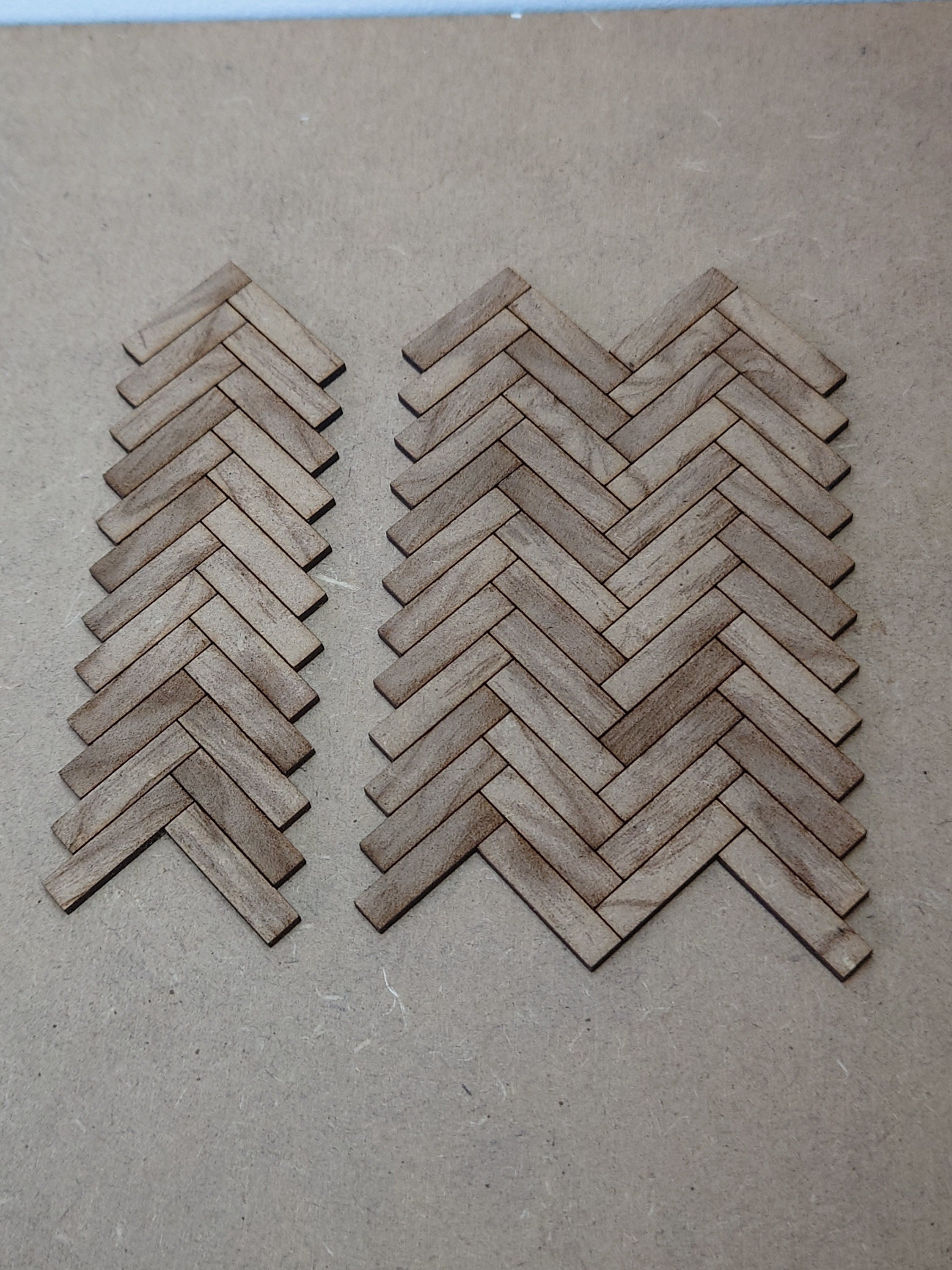 dolls house parquet wooden flooring herringbone tiles kit 1/12th scale