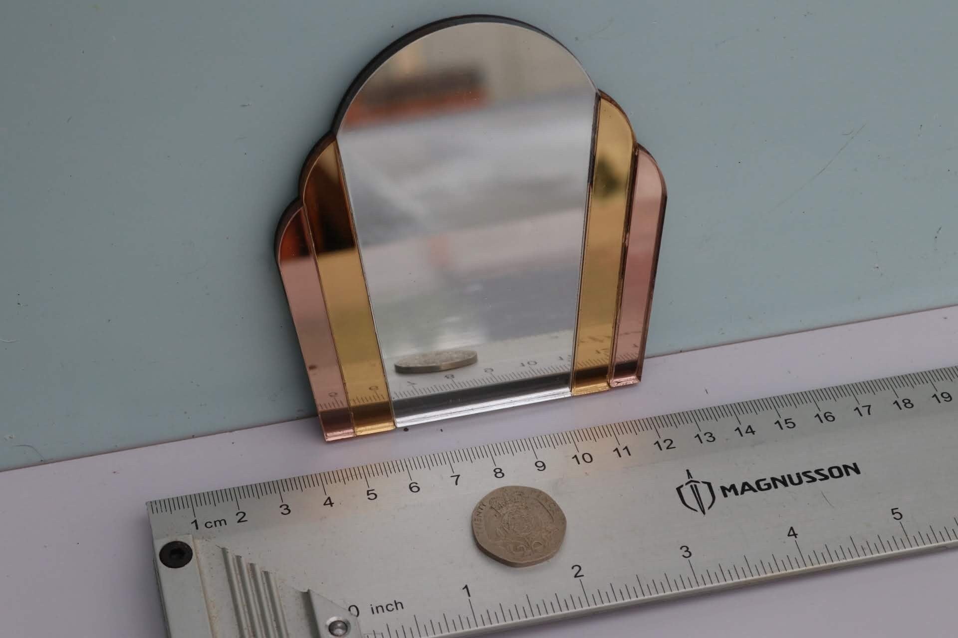 1/6 1:6 doll house art deco 1930's tinted Italian curved fan mirror