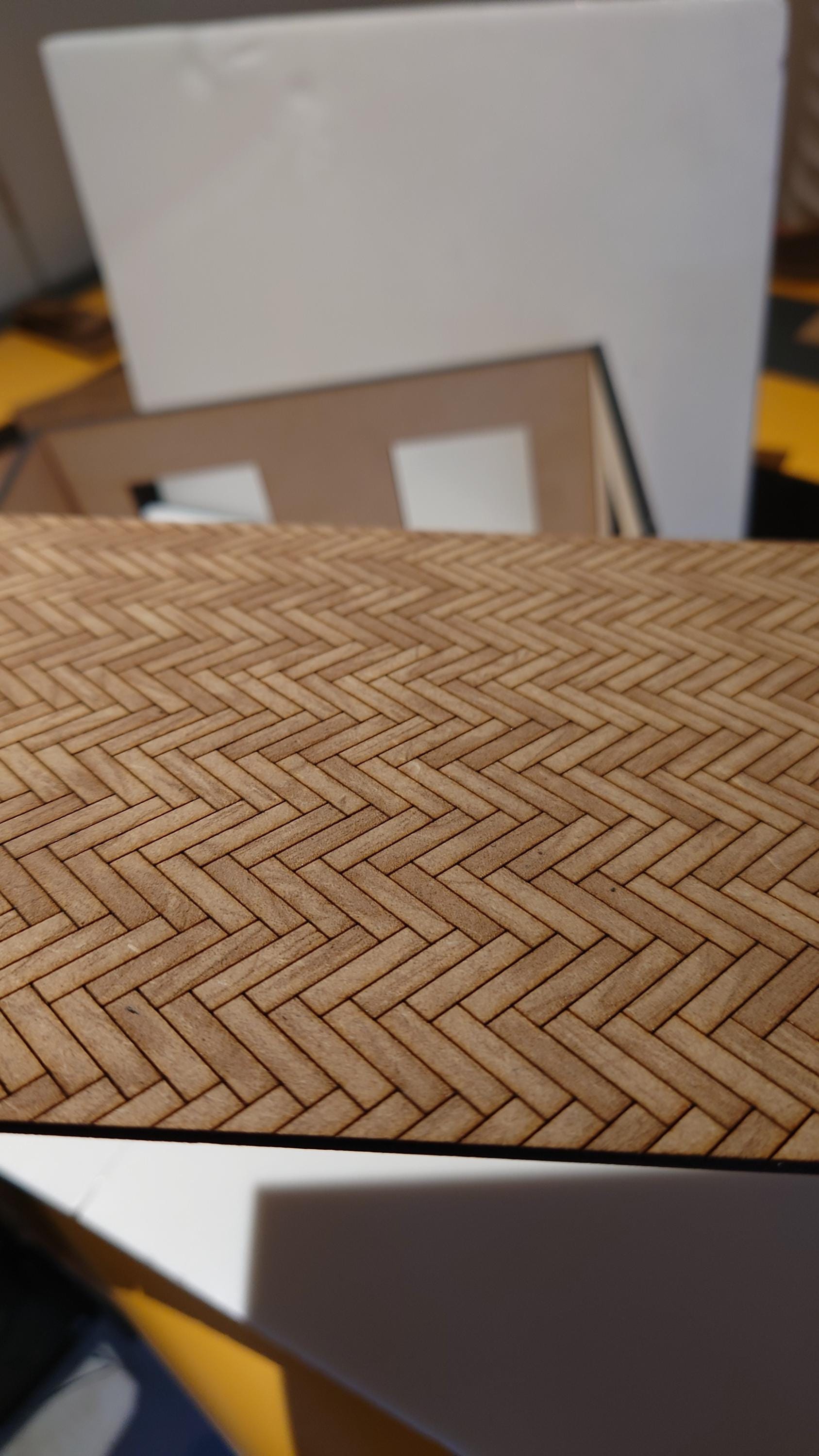 dolls house parquet wooden flooring herringbone custom sizes 1/16th scale