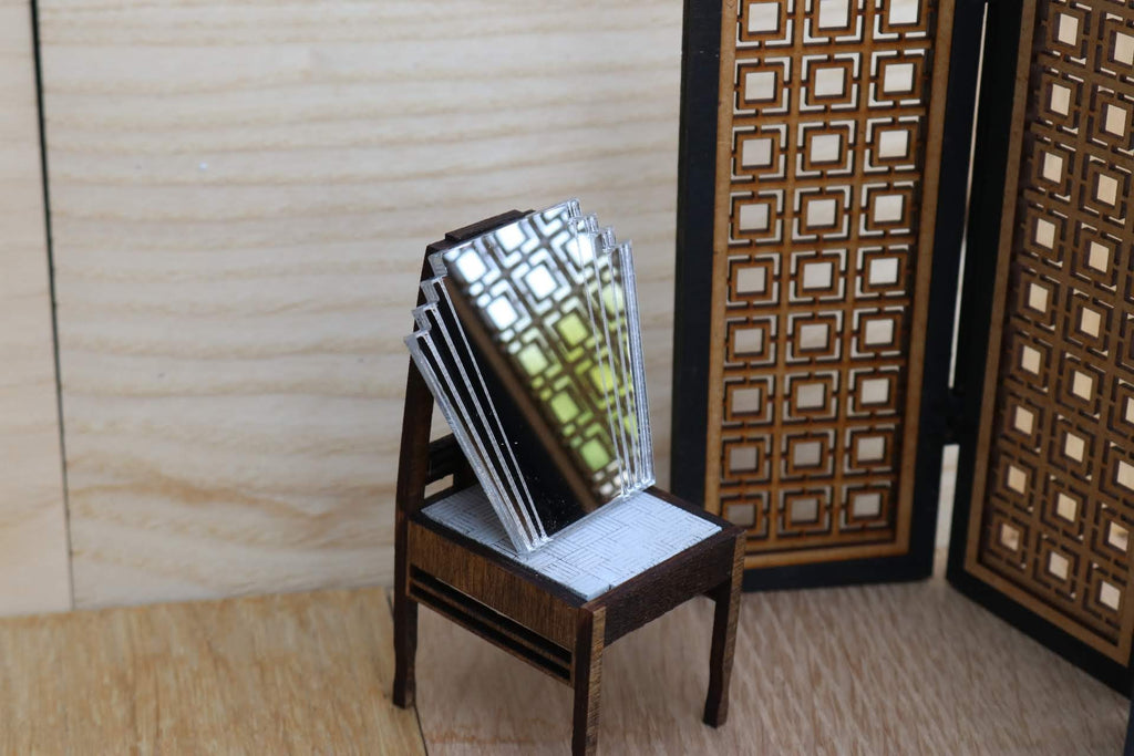 Art Deco Fan Mirror: 1/12 Scale Dollhouse Miniature