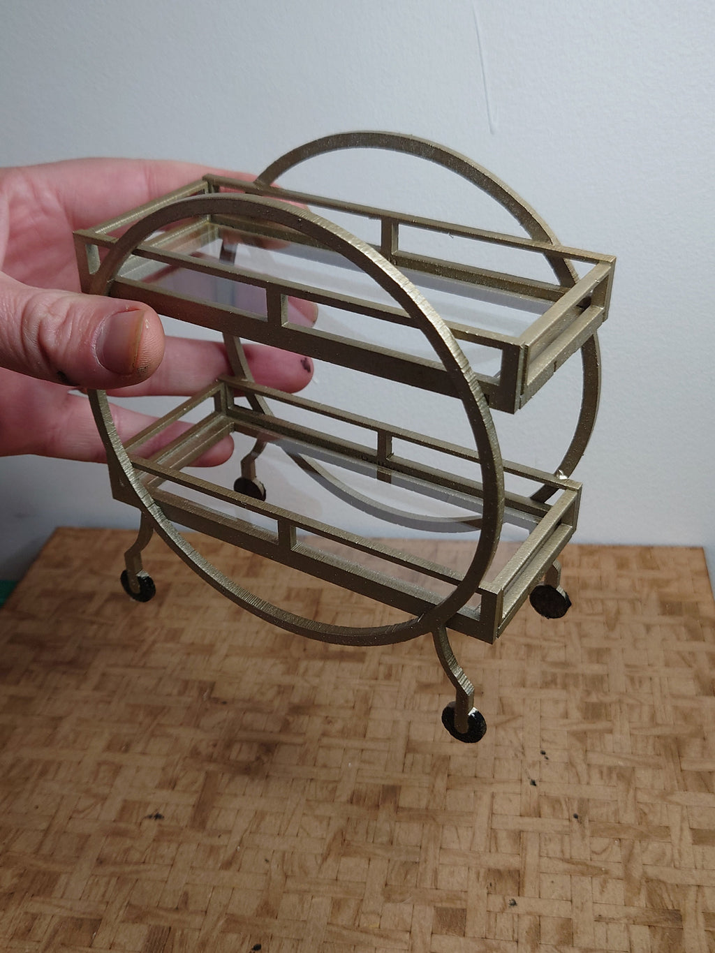 1/6 1:6 doll house Art Deco hotel style circular drinks trolley kit