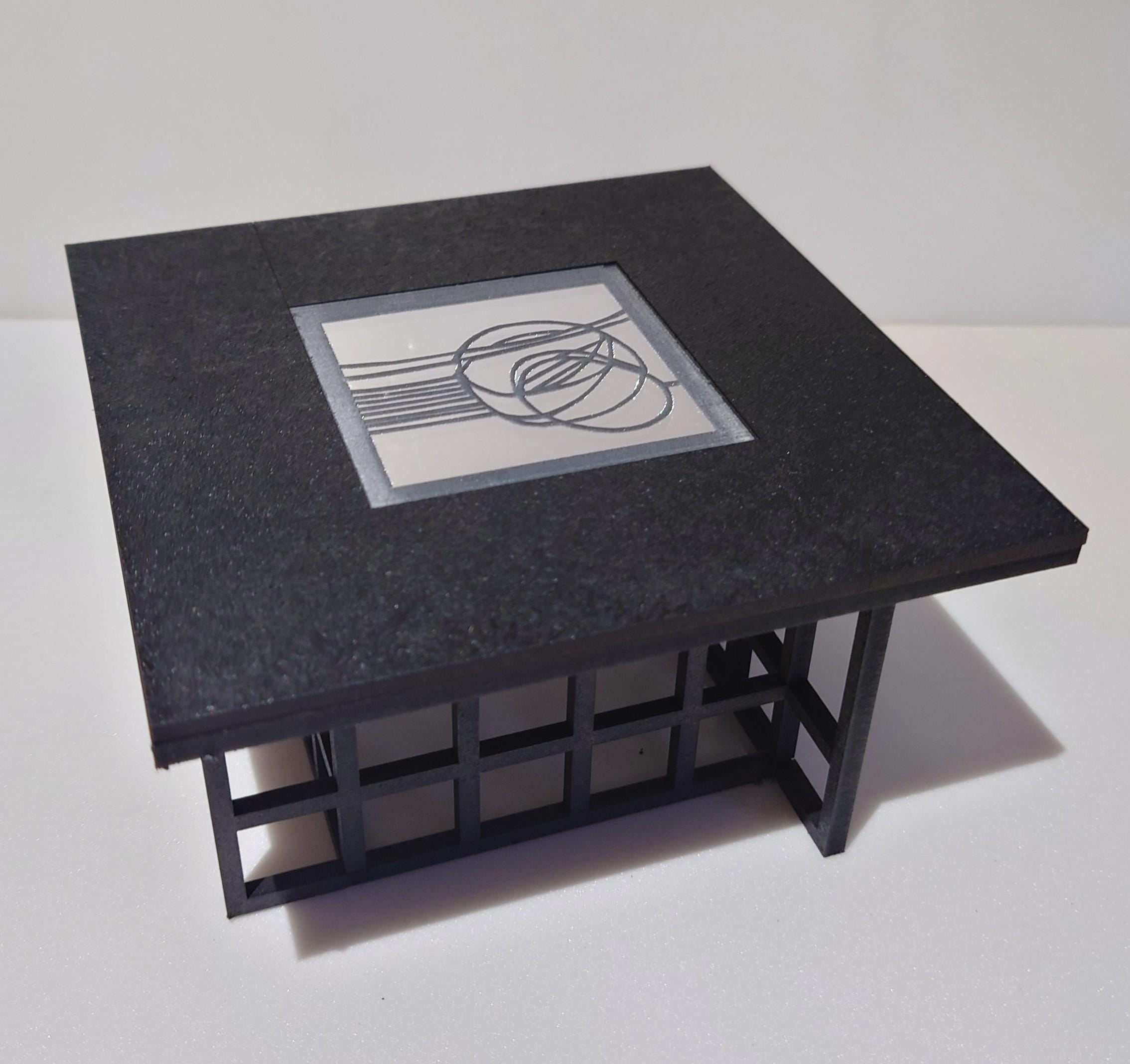 1:6 Scale Art Nouveau Dollhouse Coffee Table Kit – Mirrored Centrepiece, dollhouse miniature furniture