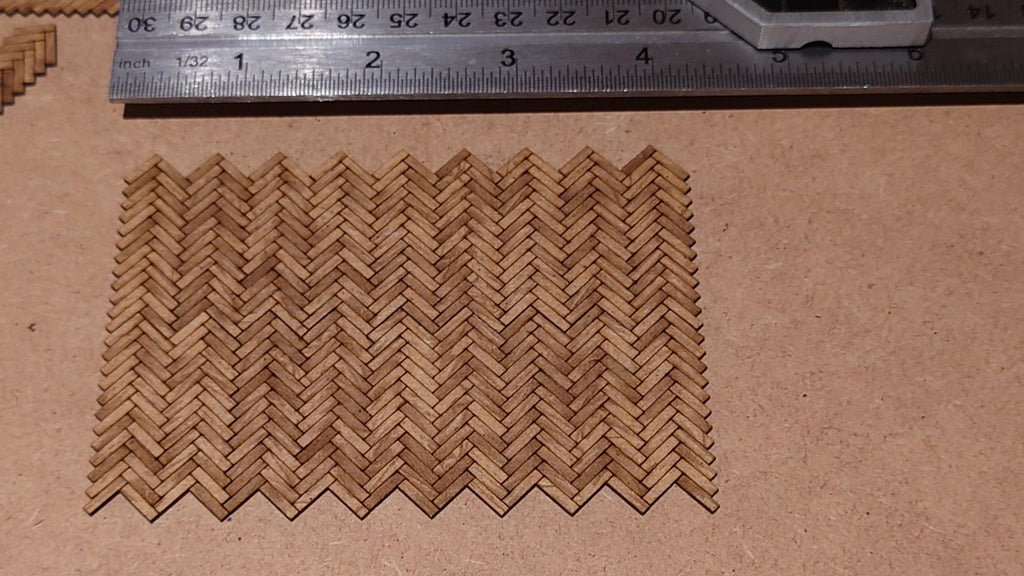 dolls house parquet wooden flooring herringbone tiles kit 1/35th scale