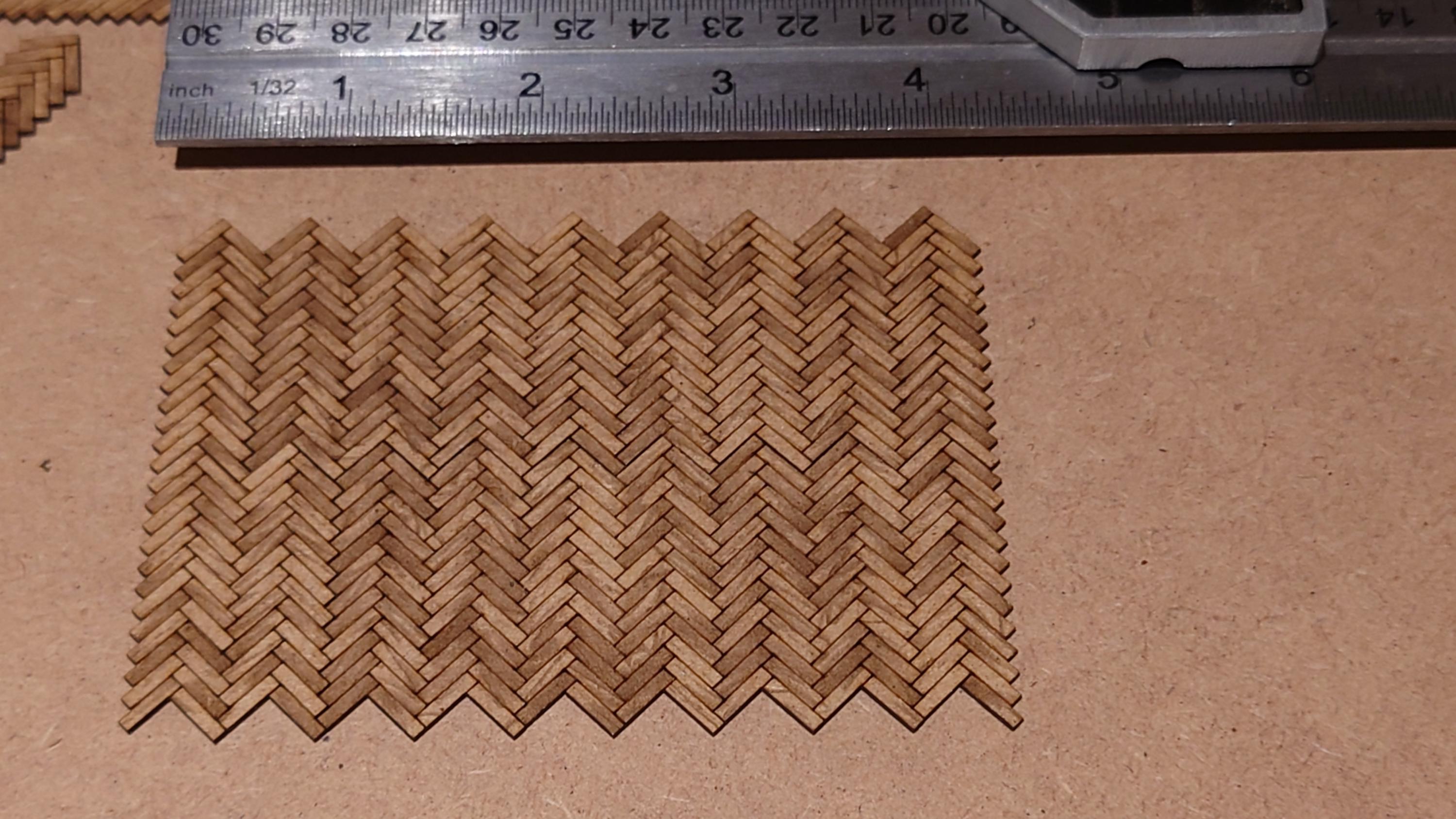 dolls house parquet wooden flooring herringbone tiles kit 1/35th scale