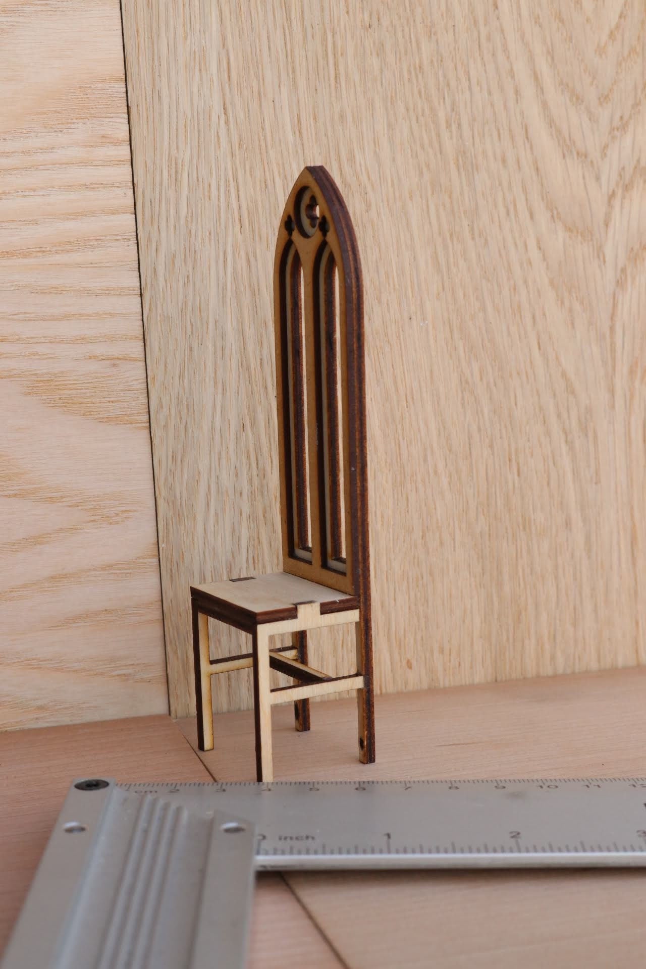 Gothic Dollhouse Chair Kit: 1/12 Scale High Back Design