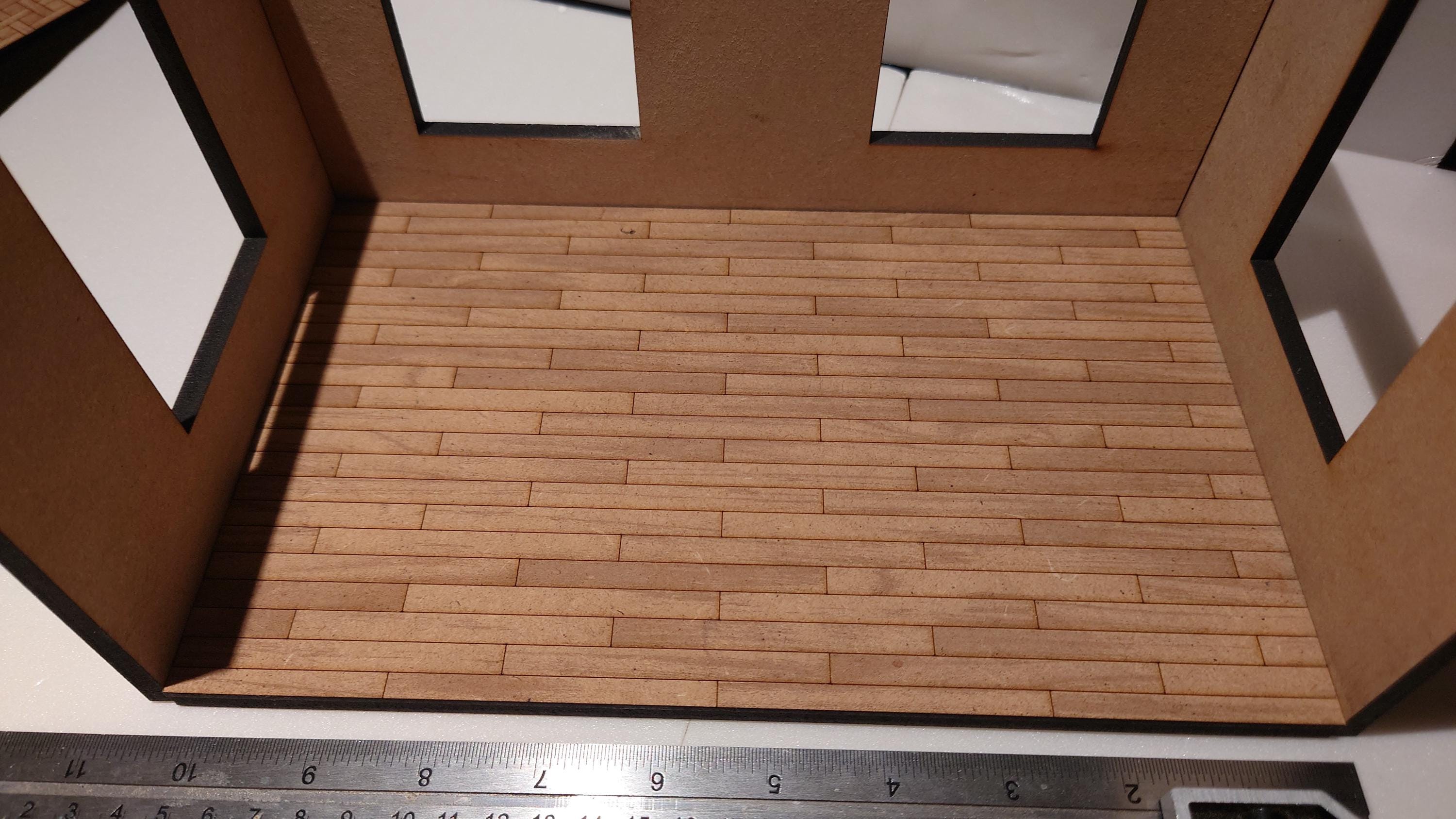 dolls house parquet wooden flooring floorboards custom sizes 1/16th scale