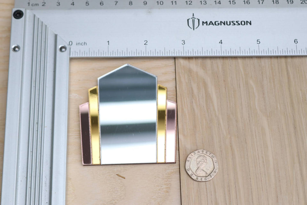 Art Deco Dollhouse Mirror: 1/12 Scale Tinted Fan Mirror
