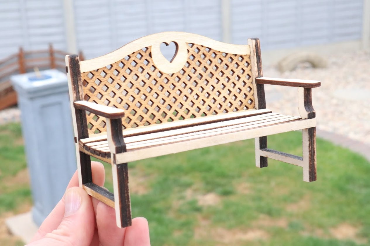 Dollhouse Garden Bench Kit: 1/12 Scale Miniature Two Seater