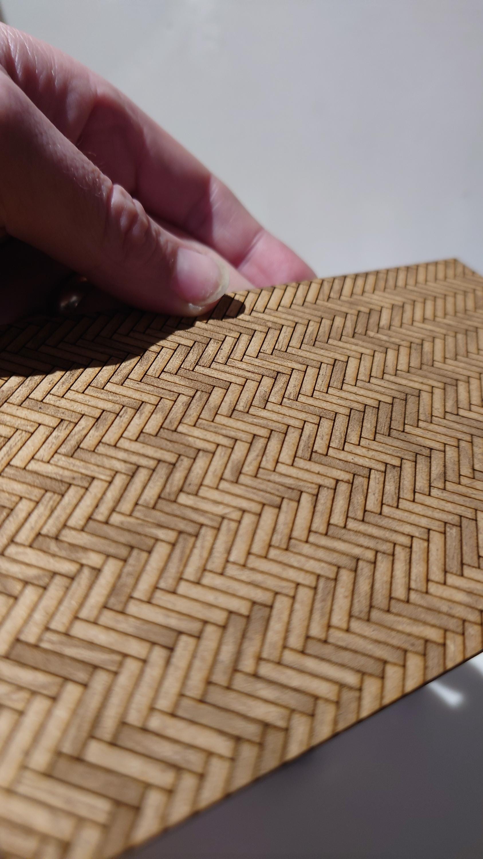 dolls house parquet wooden flooring herringbone custom sizes 1/24th scale