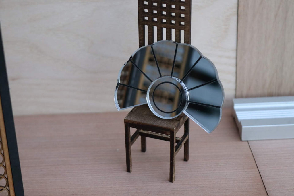 1:12 Dollhouse Art Deco Sunburst Mirror with Black Detailing