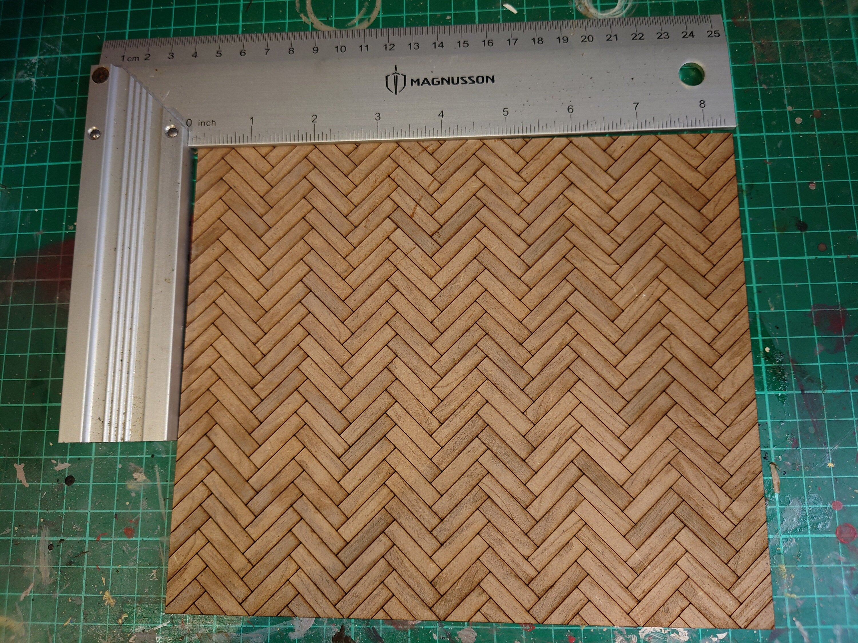 dolls house parquet wooden flooring herringbone custom sizes 1/12th scale