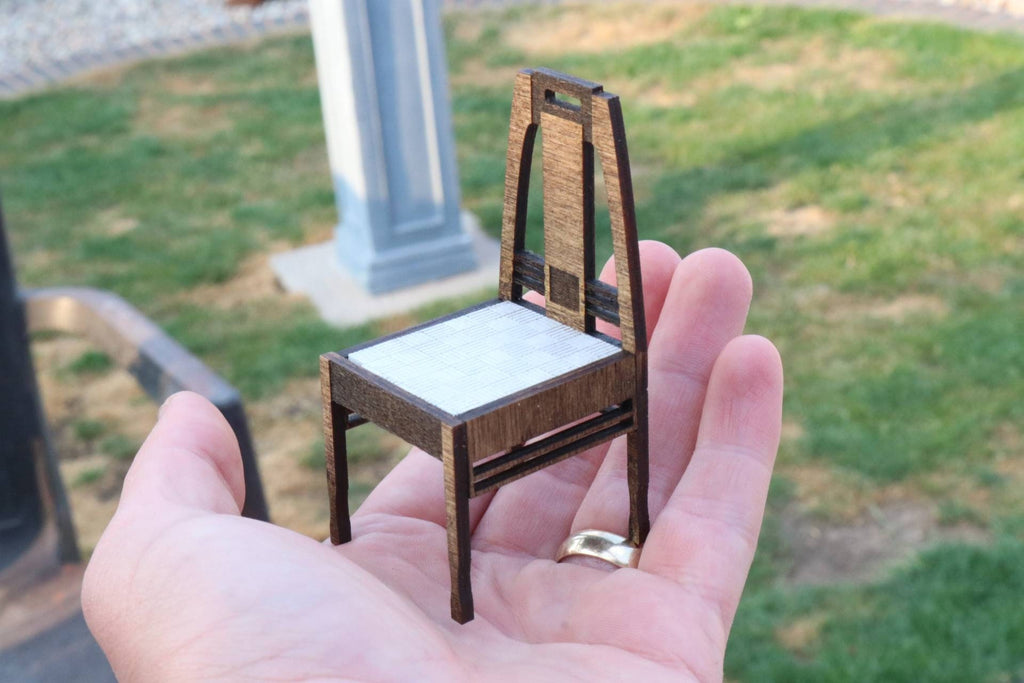 1:12 Scale Dollhouse Chair Kit, Peter Behrens Style Arts & Crafts