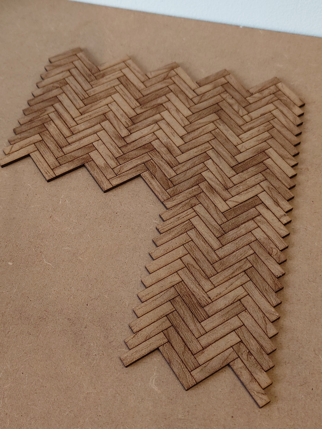 dolls house parquet wooden flooring herringbone tiles kit 1/12th scale