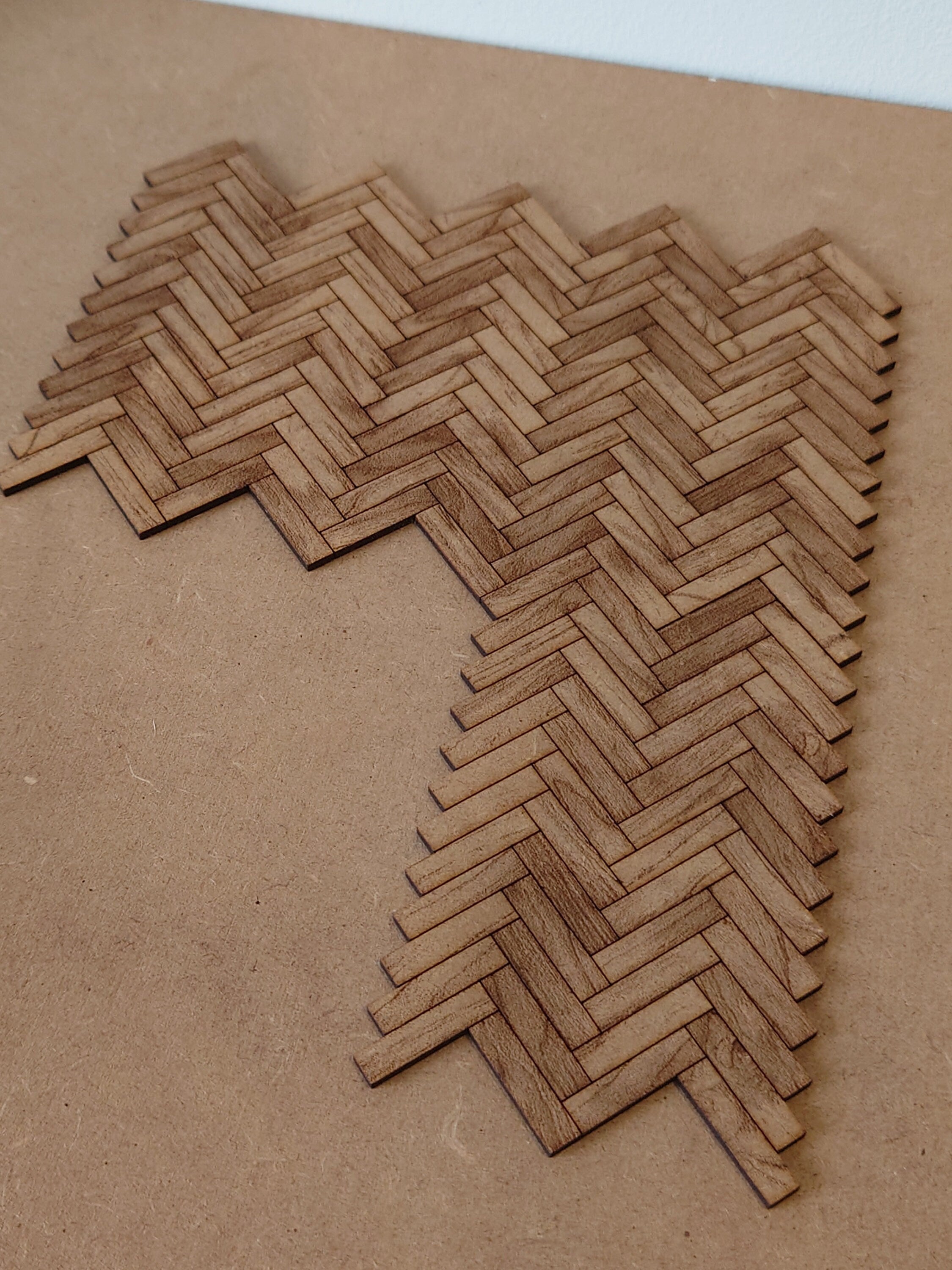 dolls house parquet wooden flooring herringbone tiles kit 1/12th scale