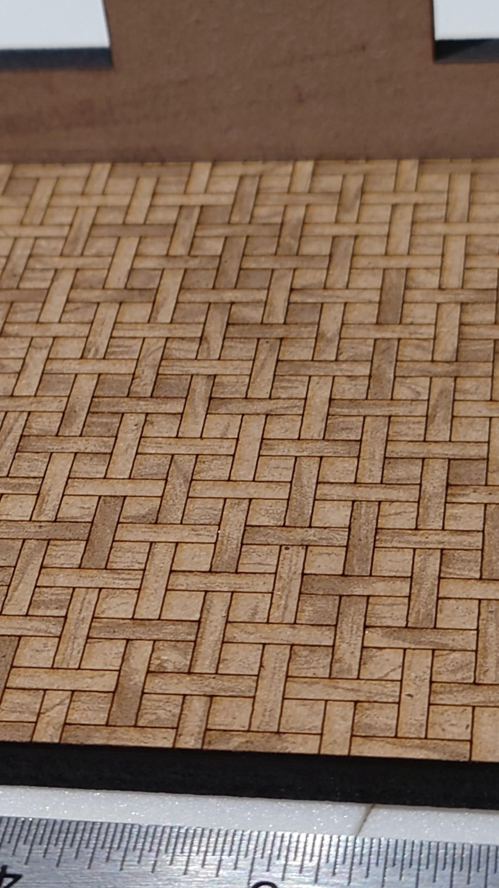 dolls house parquet wooden flooring basketweave custom sizes 1/24th scale