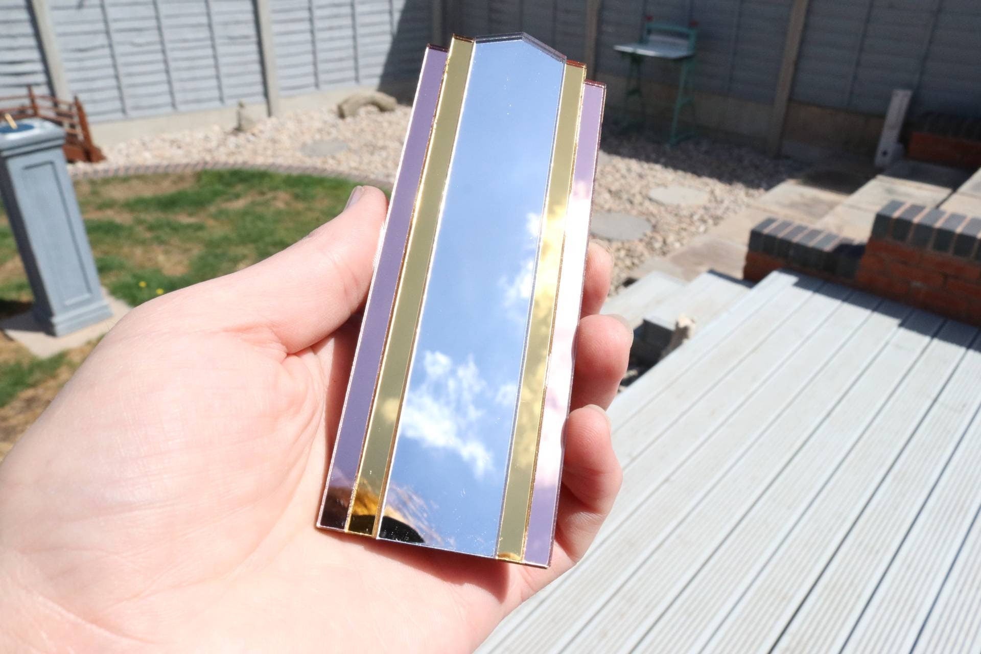 Art Deco Dollhouse Mirror: 1/12 Scale, Gold & Rose Gold