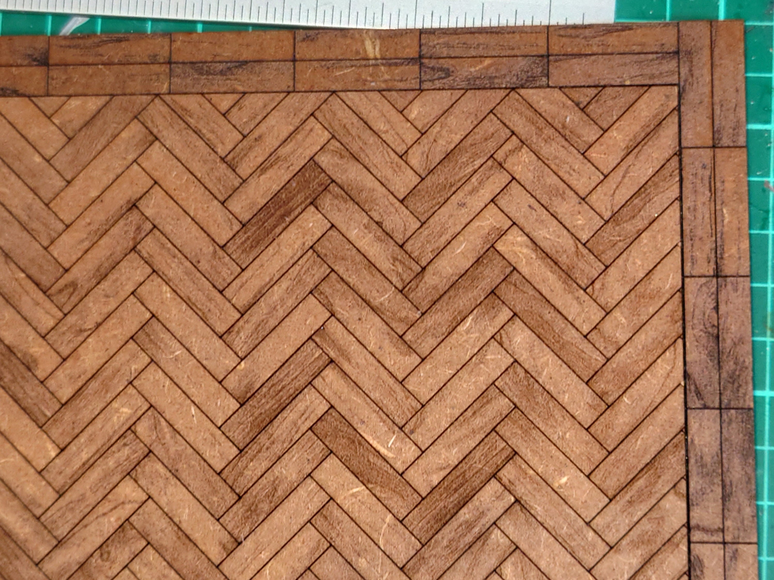 dolls house parquet wooden flooring herringbone custom sizes 1/12th scale